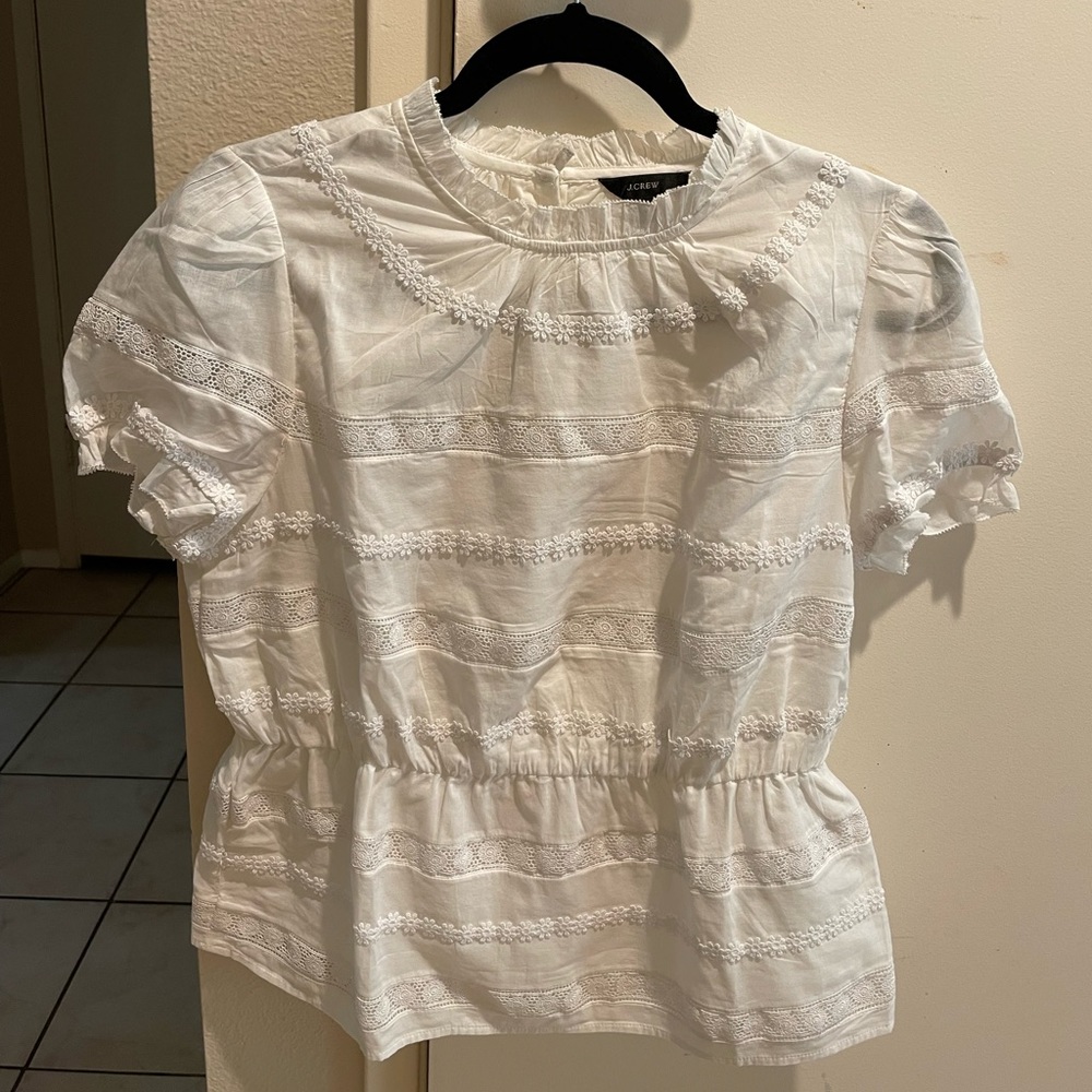 J.Crew small white daisy-chain peplum top